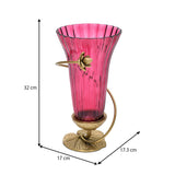 Swirl Lotus Tall Vase- Pink & Gold