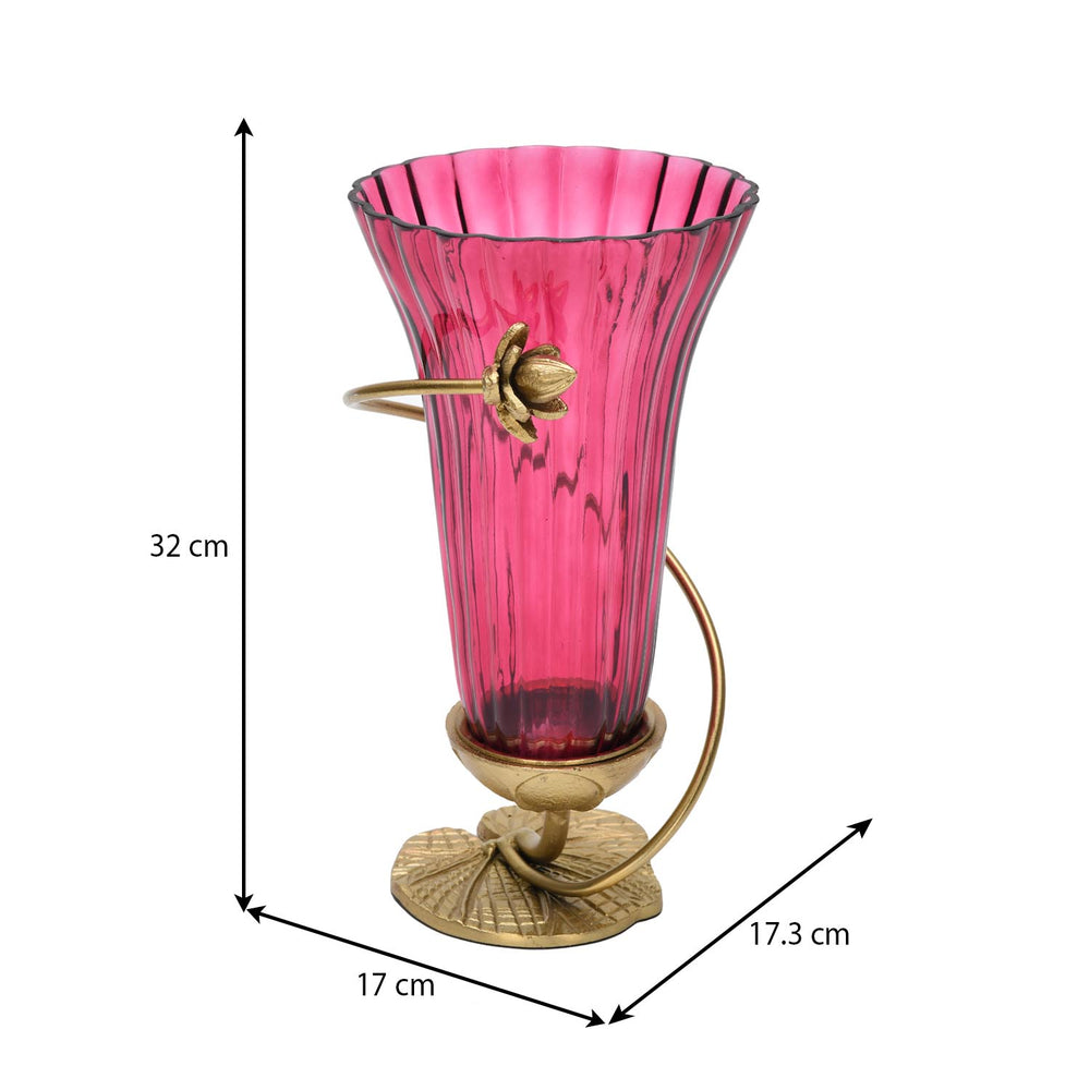 Swirl Lotus Tall Vase- Pink & Gold