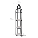 Bird Cage Shape Metal Planter Stand- Ivory & Black