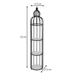 Bird Cage Shape Metal Planter Stand- Ivory & Black