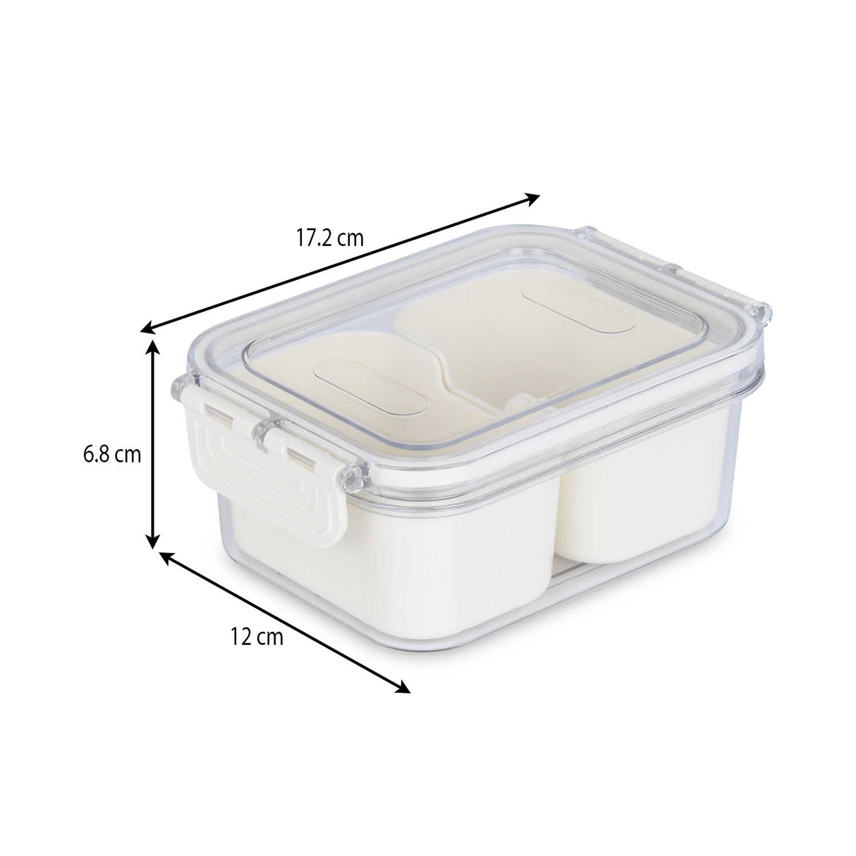 Rectangular 2 Compartment Storage Cannister- Cream