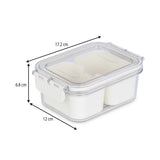 Rectangular 2 Compartment Storage Cannister- Cream