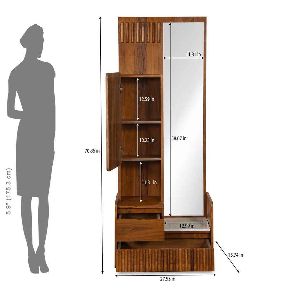 Linea Dresser with Mirror- Honey Walnut