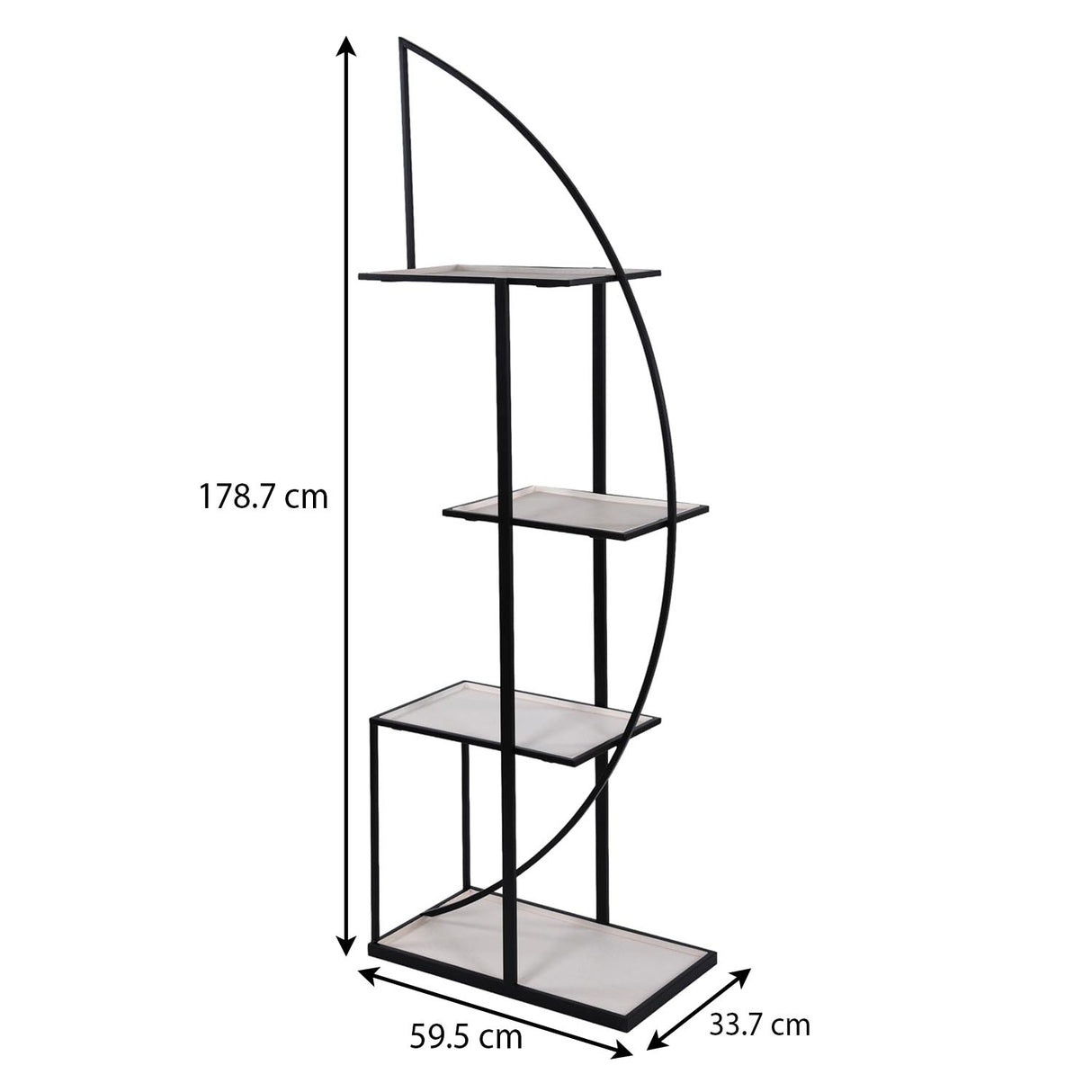 Modern Arch Metal Planter Stand- Ivory & Black