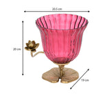 Hurricane Lotus Candle Holder- Pink & Gold