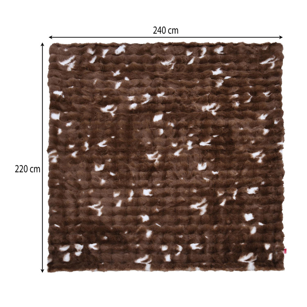 Soft Fur Polyester Double Blanket- Brown