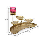 Deocrative Platter with One Lotus Votive- Gold