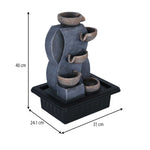 Decorative Five Pots Water Fountain- Grey & Black
