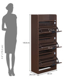 Selena 3 Tier Tilt-Out Shoe Cabinet- Legno Oak Dark
