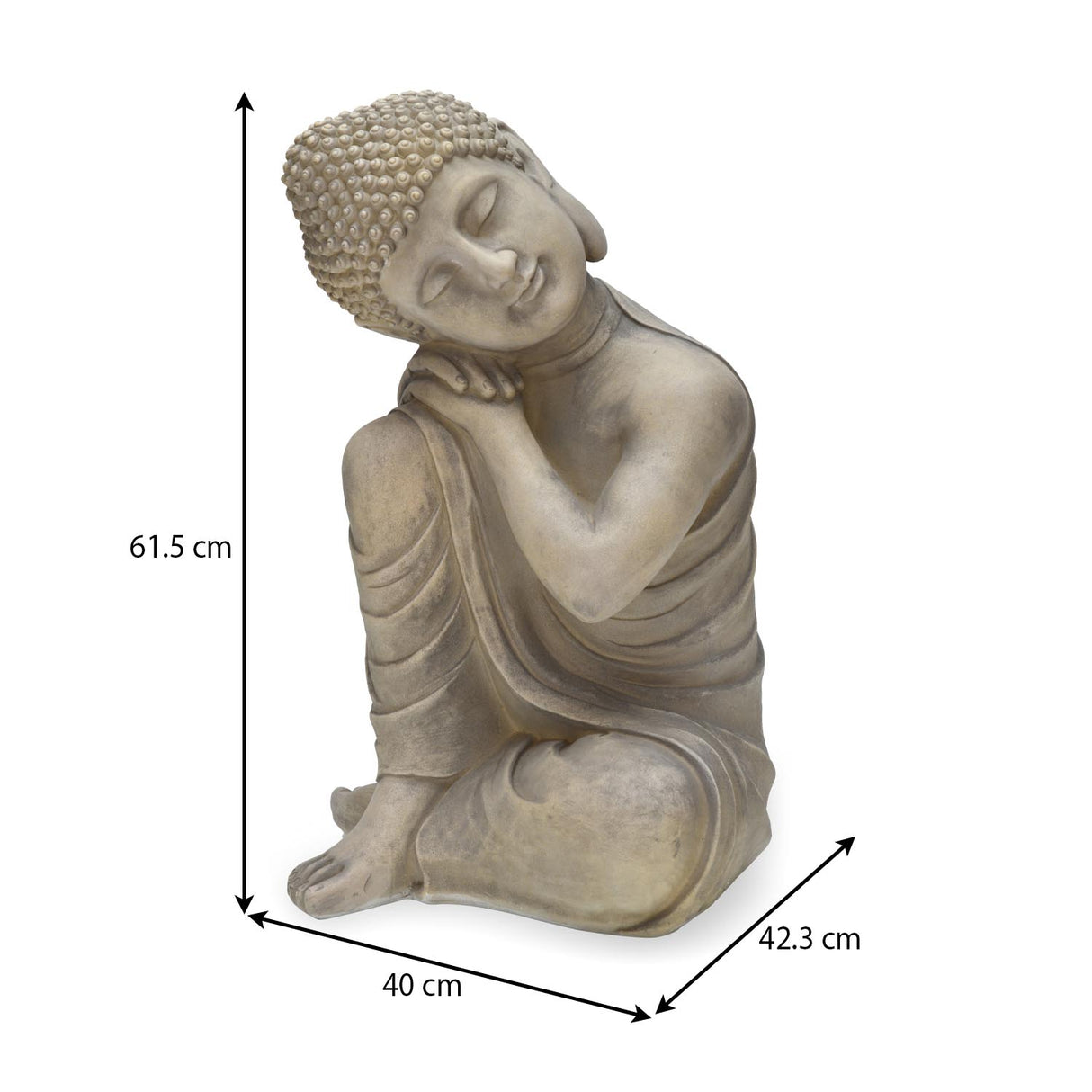 Buddha Resting On Knee Polyresin Outdoor Showpiece- Grey