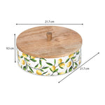 Wooden Round Casserole With Lid- Yellow