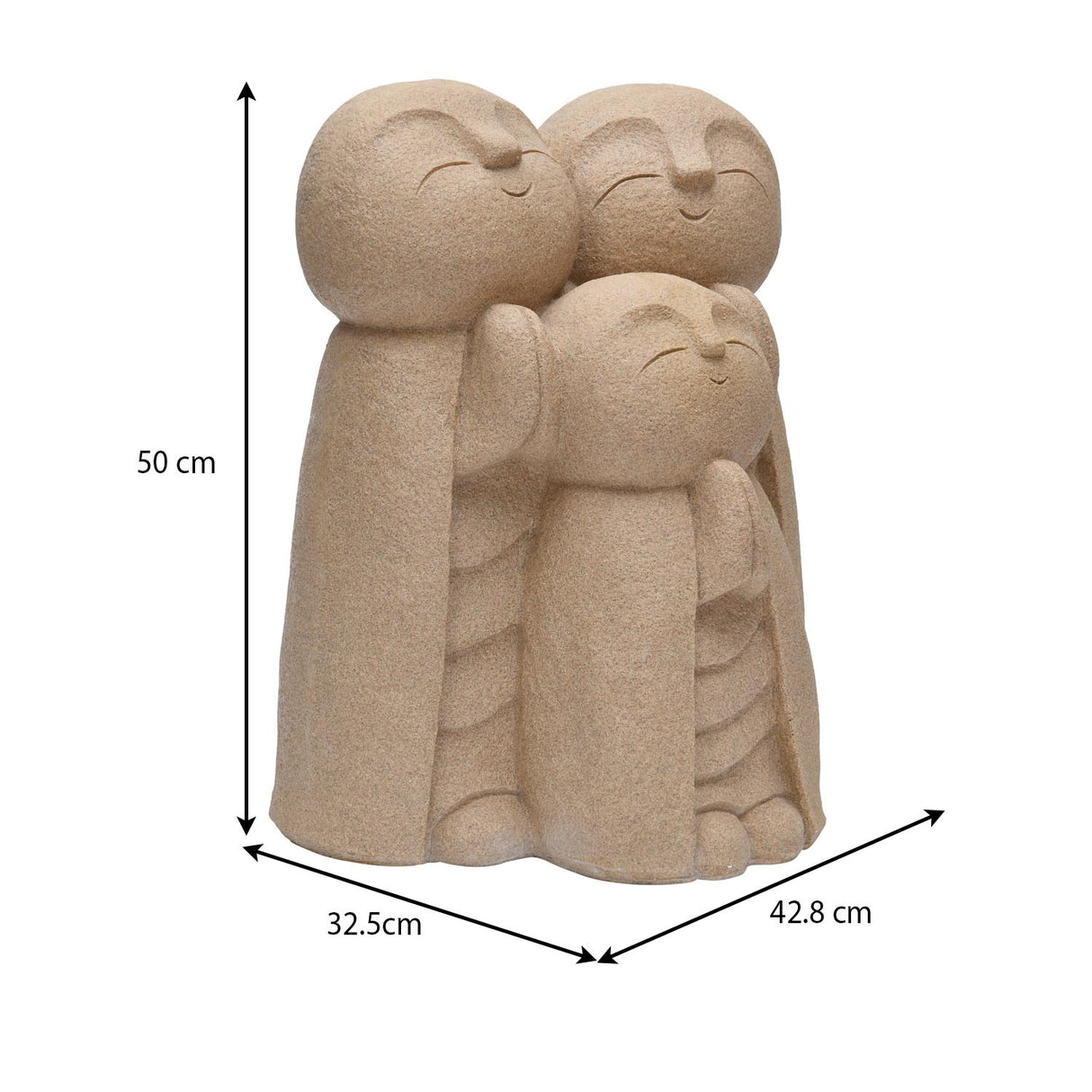 Trio Monks Polyresin Outdoor Showpiece- Sand