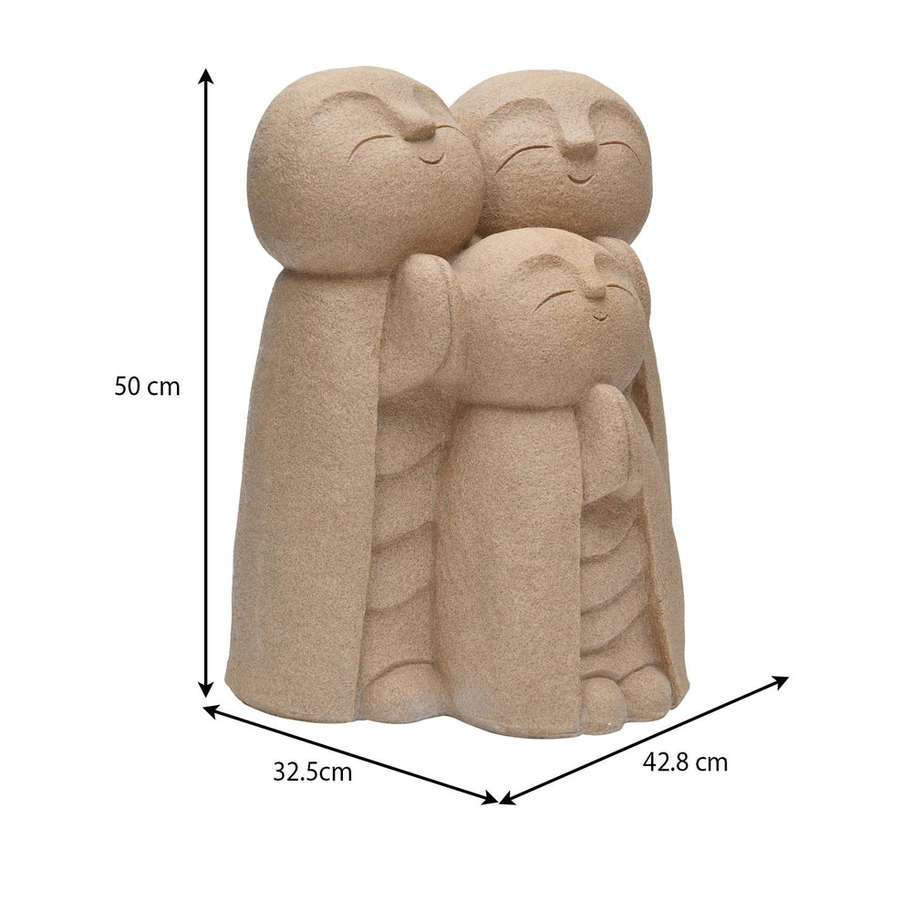 Trio Monks Polyresin Outdoor Showpiece- Sand