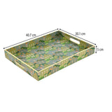 Decorative Serving Tray with Handle- Green
