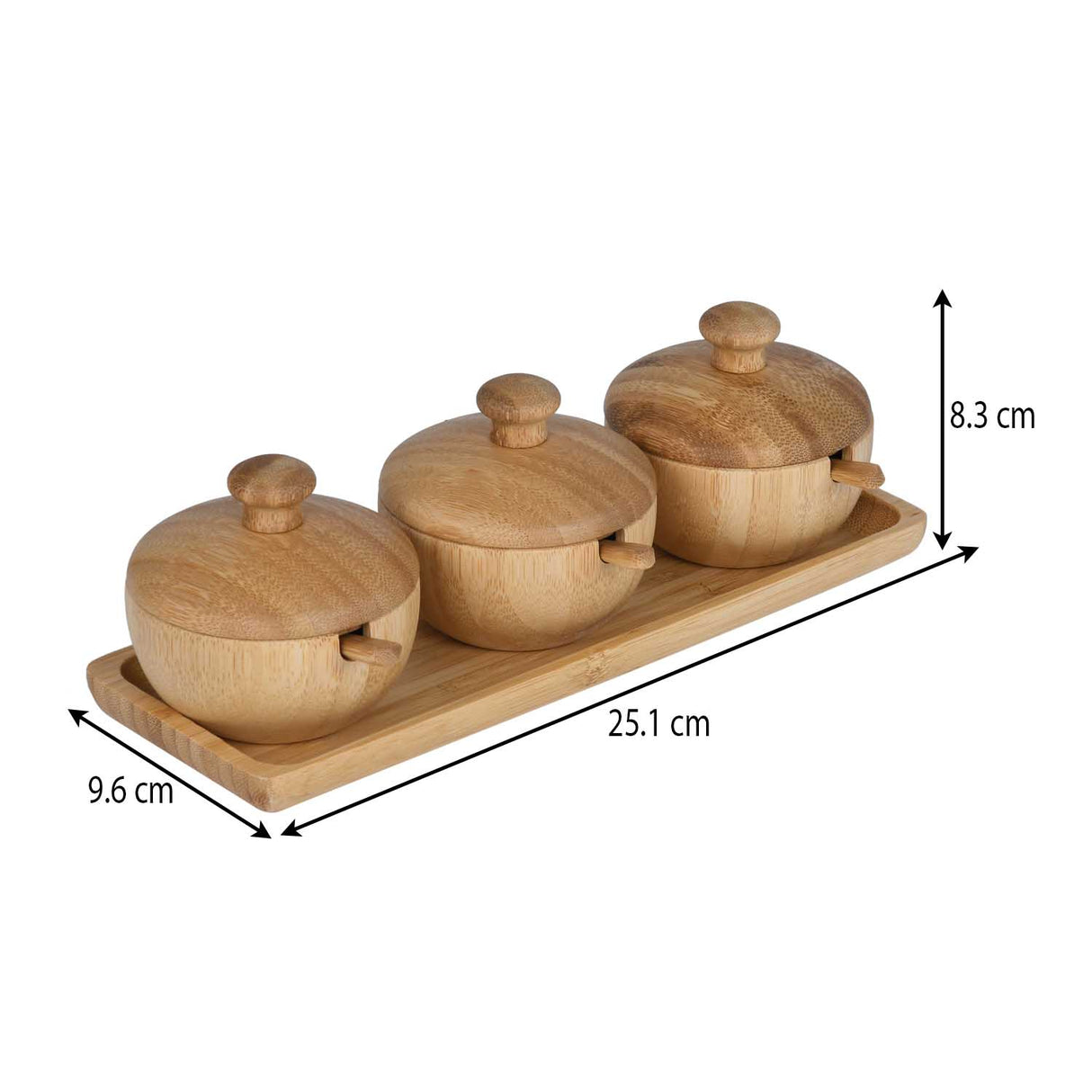 Bamboo Serving Bowls and Spoons Set of 3 with Lid- Beige