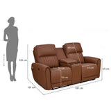 Earthyn 2 Seater Electric Recliner with Console- Chestnut Brown