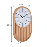 Oval Fluted Wall Clock- Light Brown