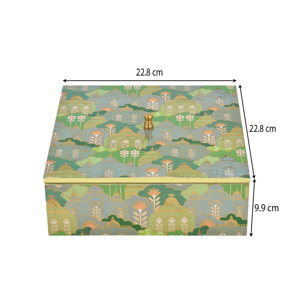Multipurpose Square Dryfruit Box With Lid- Green