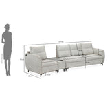 Infinia 1+3 Seater Fabric Sofa Set with Triangle Console- Off White