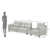 Infinia 3+1 Seater Fabric Sofa Set with Triangle Console- Off White