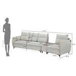 Infinia 3+1 Seater Fabric Sofa Set with Triangle Console- Off White