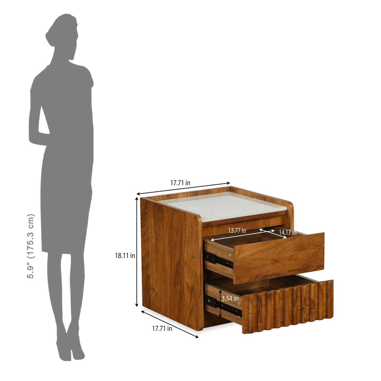 Linea Night Stand- Honey Walnut