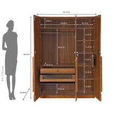 Linea 3 Door Wardrobe- Honey Walnut