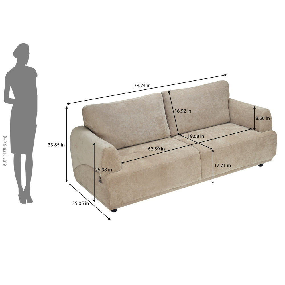 Renzo 3 Seater Sofa- Almond Beige