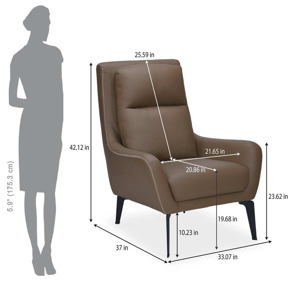 Norma 1 Seater Lounge Chair- Camel Brown
