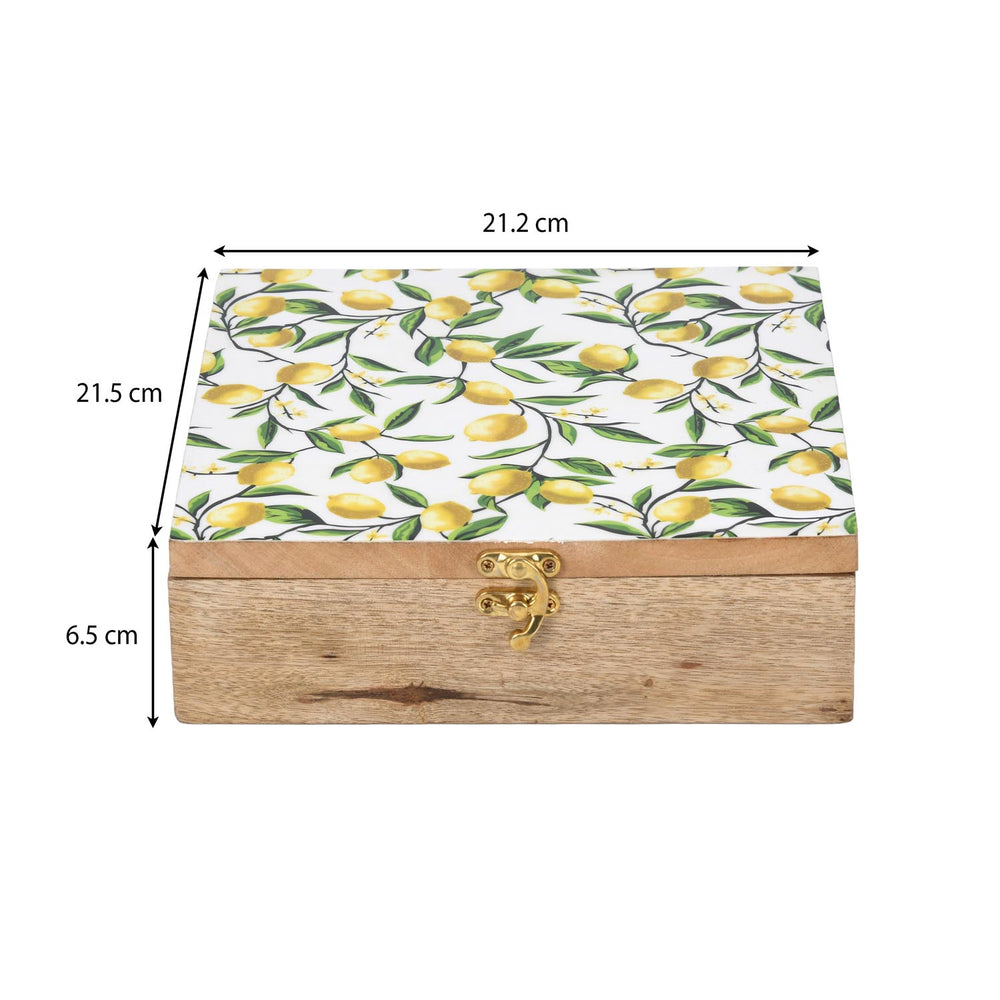 Wooden Masala Box With Stainless Steel Bowls- Yellow