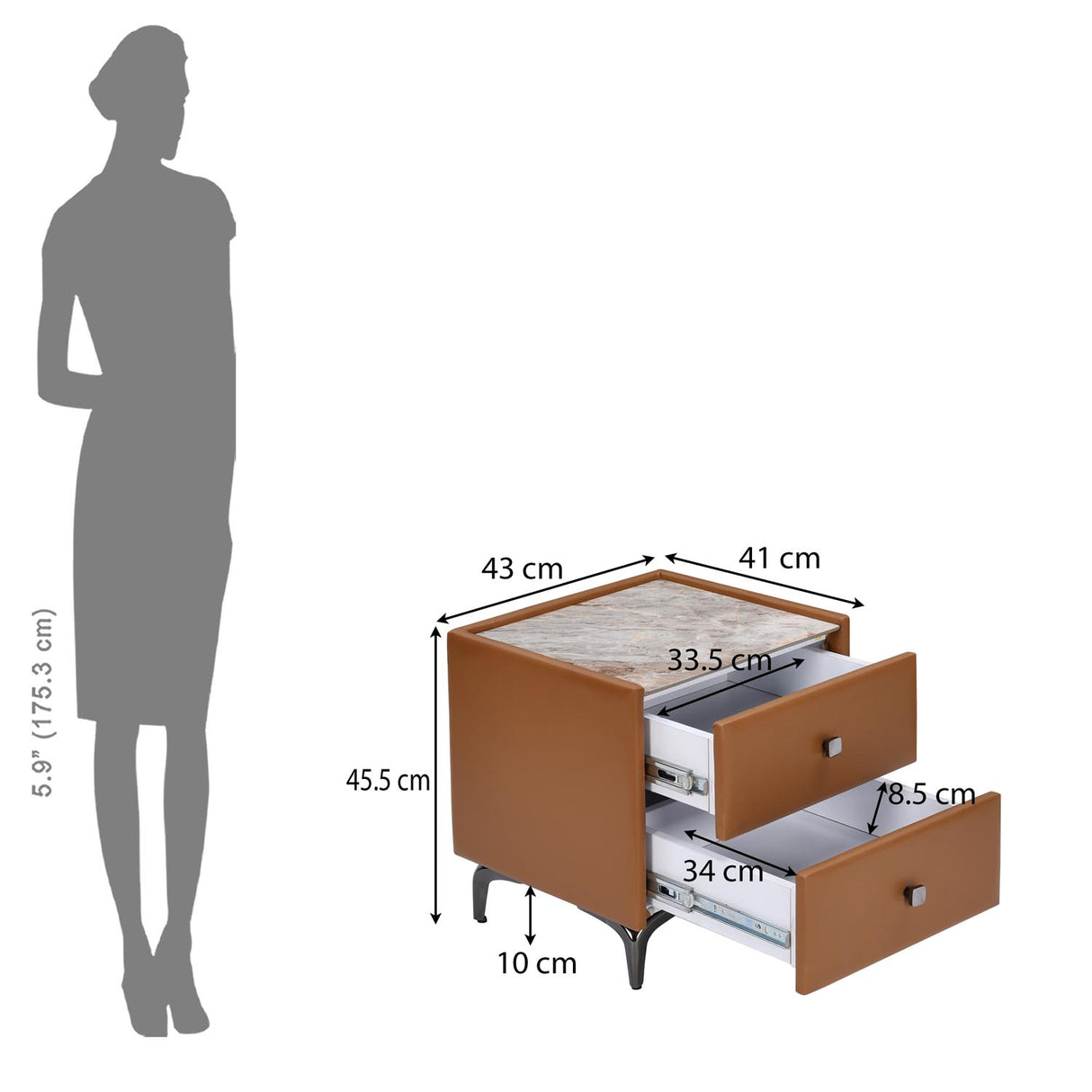 Lynn Upholstered Night Stand- Tan