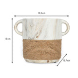 Dual Tone Ceramic Planter- White & Brown
