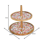 2 Tier Wooden Cake Stand- Pink