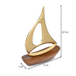 Boat Metal and Wooden Showpiece- Gold & Brown