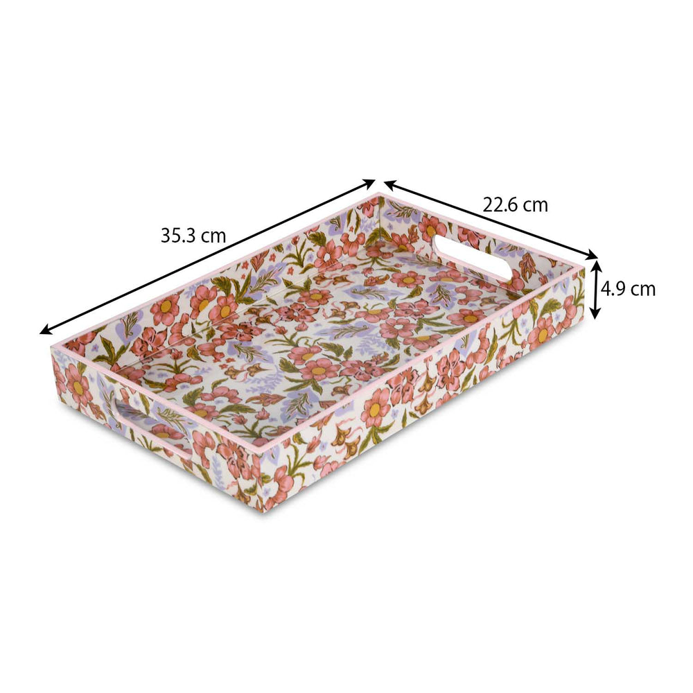 Large MDF Tray with Hand Grip- Pink