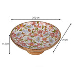 Floral Wooden Salad Bowl with Base- Pink