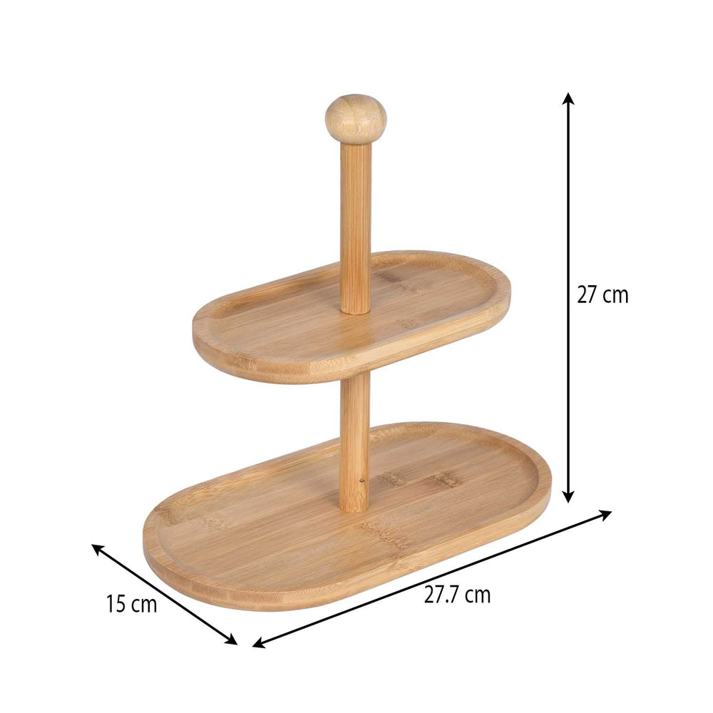 2 Tier Bamboo Serving Platter Stand- Beige