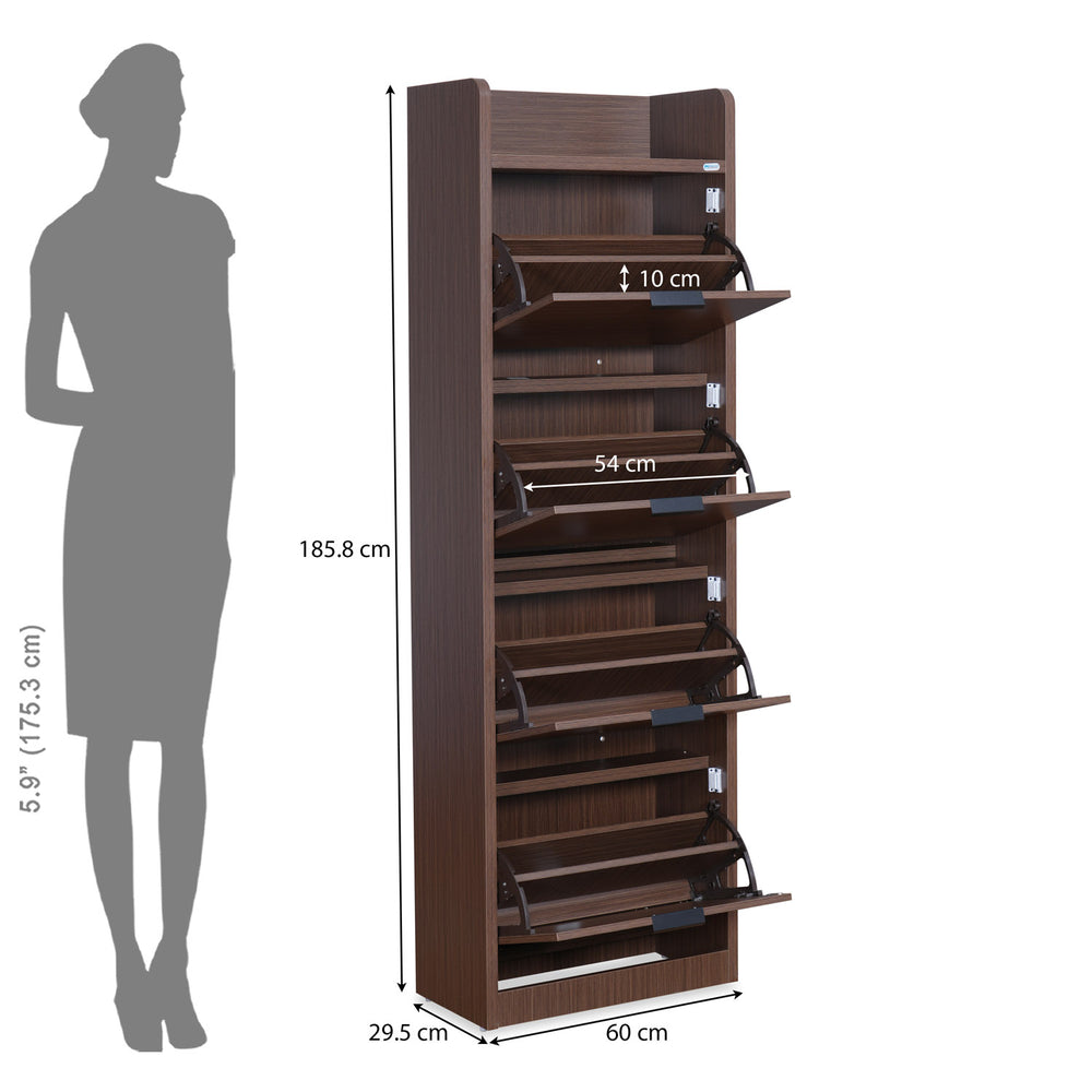 Selena 4 Tier Tilt-Out Shoe Cabinet- Legno Oak Dark