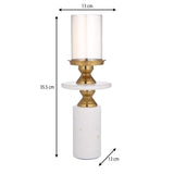 Classic Candle Holder- Gold & White, Small