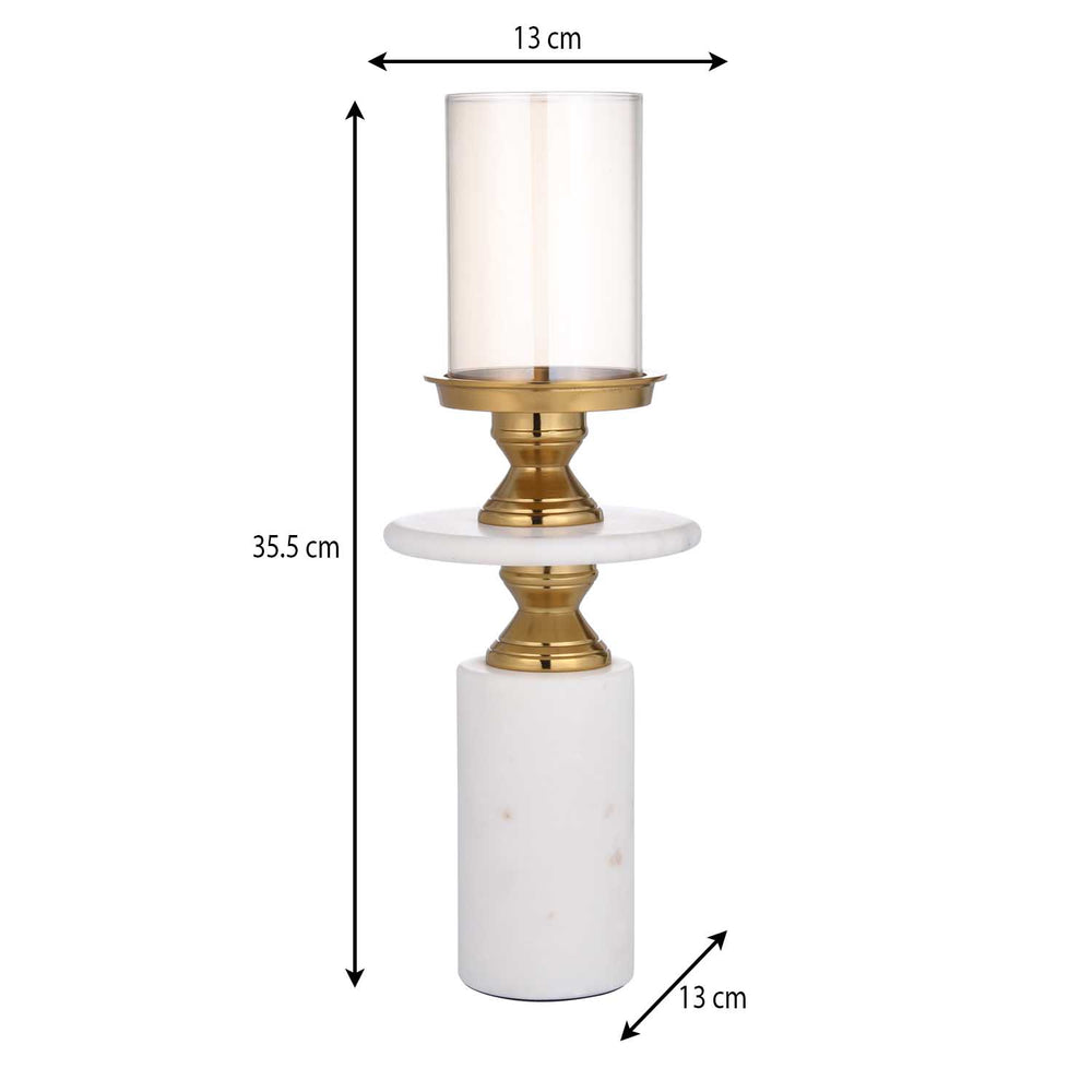 Classic Candle Holder- Gold & White, Small