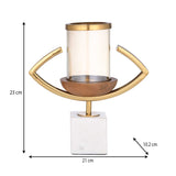 Eye Shape Candle Holder- Gold & White