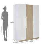 Tron 3 Door Wardrobe- Travertine & White