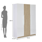Tron 3 Door Wardrobe- Travertine & White