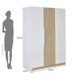 Tron 3 Door Wardrobe- Travertine & White