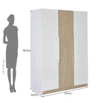 Tron 3 Door Wardrobe- Travertine & White