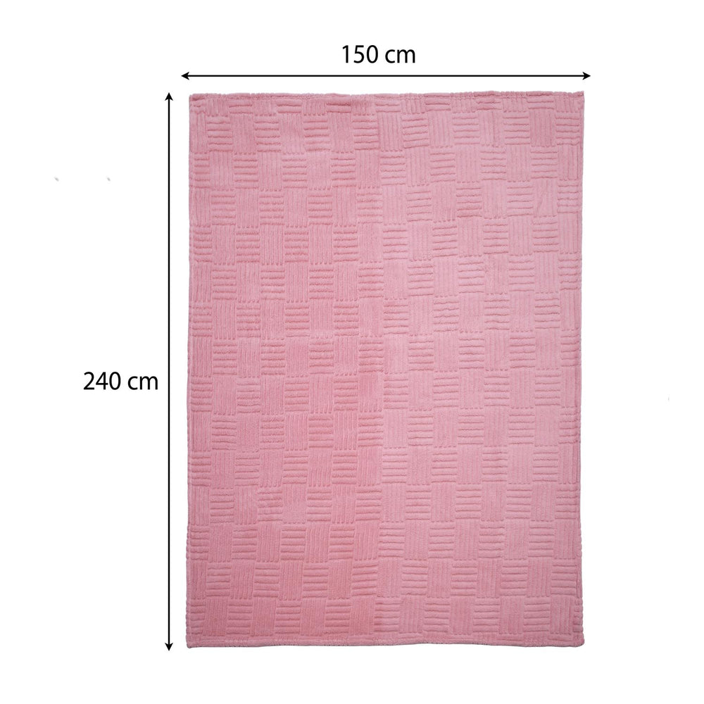 Jacquard Geometric Polyester Single Blanket- Pink