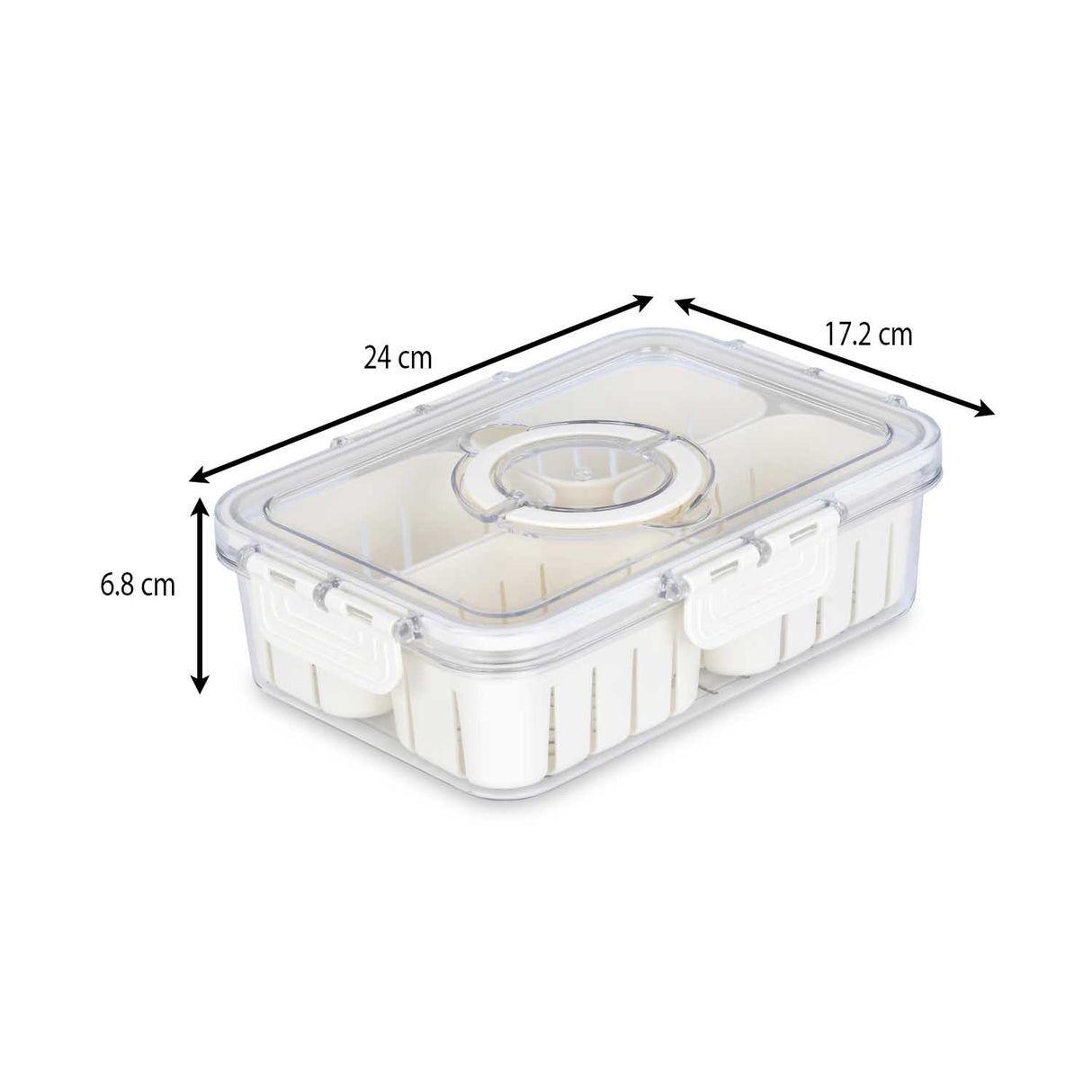 Multipurpose 4 Compartment Storage Cannister with Lid and Handle- Cream