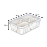 Multipurpose 4 Compartment Storage Cannister with Lid and Handle- Cream