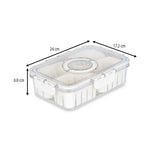 Multipurpose 4 Compartment Storage Cannister with Lid and Handle- Cream