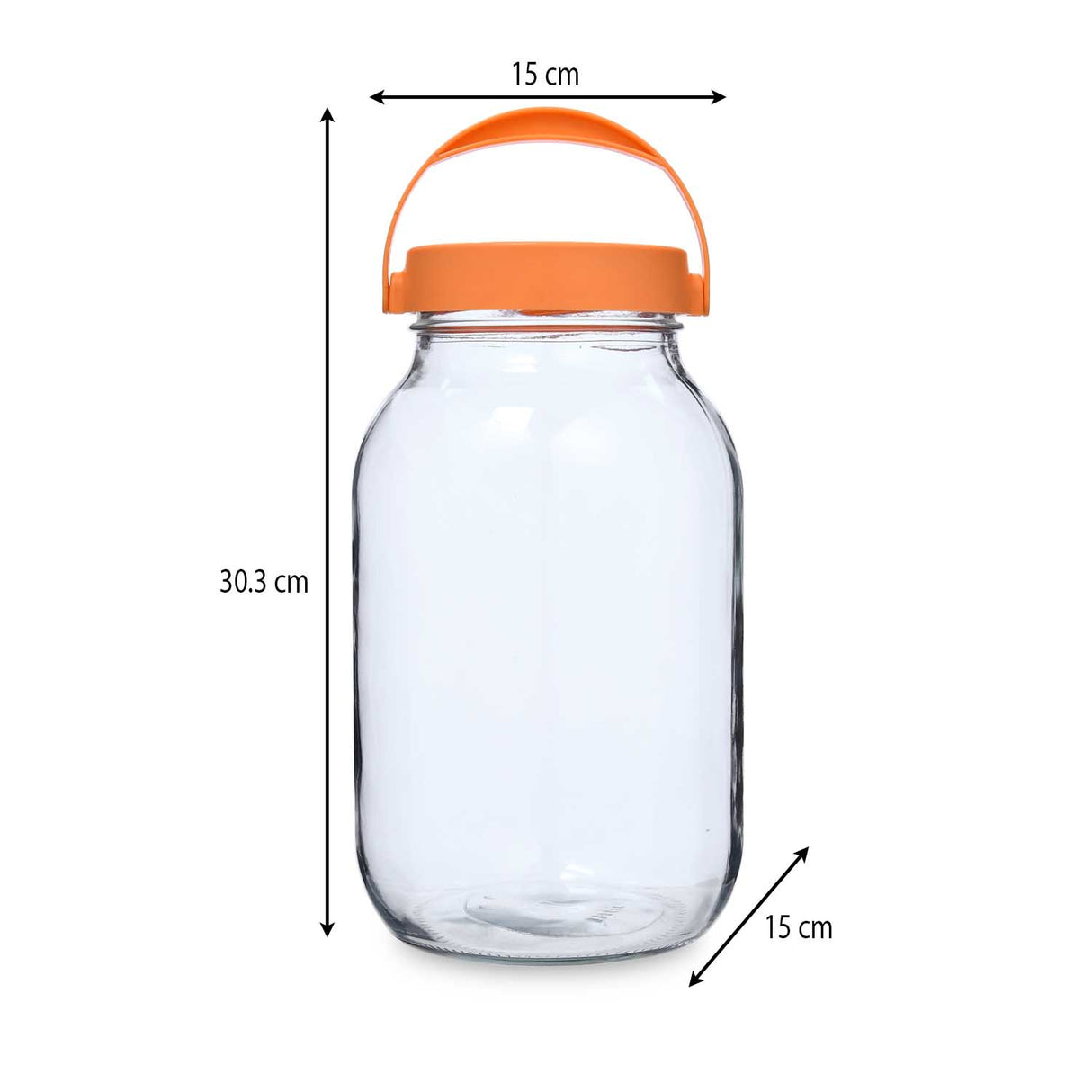 Multipurpose 3 L Storage Jar With Handle- Transparent & Orange
